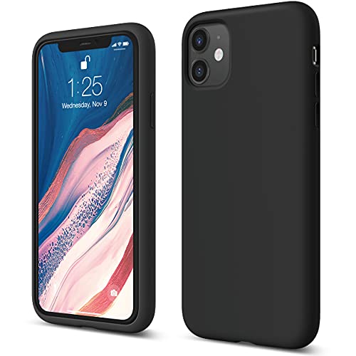 elago Liquid Silicone Case Kompatibel mit iPhone 11 Hülle (6,1"), Silikon Handyhülle, Rundumschutz : 3-Layer Schutzhülle, erhöhter Rand für Bildschirm & Kamera (Schwarz) von elago