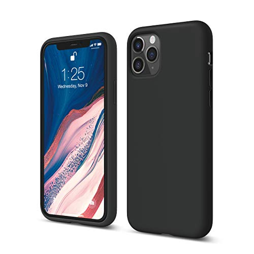 elago Liquid Silicone Case Kompatibel mit iPhone 11 Pro Hülle (5,8"), Silikon Handyhülle, Rundumschutz : 3-Layer Schutzhülle (Schwarz) von elago