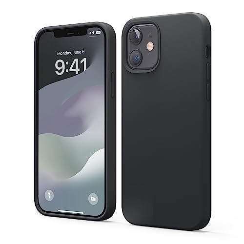 elago Liquid Silicone Case Kompatibel mit iPhone 12 Hülle & Kompatibel mit iPhone 12 Pro Hülle (6,1"), Hochwertiges Silikon, Rundumschutz Handyhülle : 3-Layer Struktur Schutzhülle (Schwarz) von elago