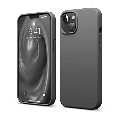 elago Liquid Silicone Case Kompatibel mit iPhone 13 Hülle (6,1"), Hochwertiges Silikon, Rundumschutz Handyhülle : 3-Layer Struktur Schutzhülle, Kratzfestes Weiches Mikrofaserfutter (Dunkelgrau) von elago