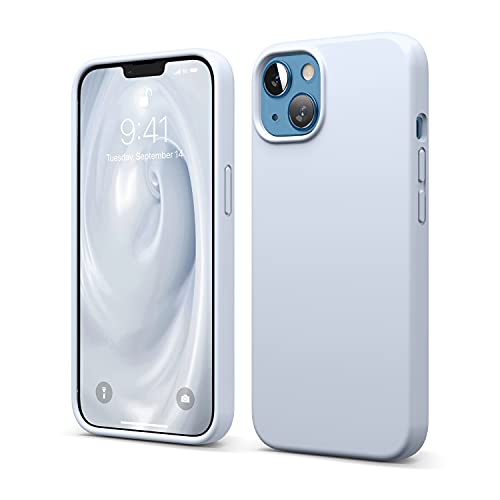 elago Liquid Silicone Case Kompatibel mit iPhone 13 Hülle (6,1"), Hochwertiges Silikon, Rundumschutz Handyhülle : 3-Layer Struktur Schutzhülle, Kratzfestes Weiches Mikrofaserfutter (Hellblau) von elago