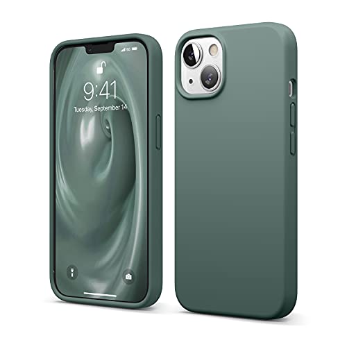 elago Liquid Silicone Case Kompatibel mit iPhone 13 Hülle (6,1"), Hochwertiges Silikon, Rundumschutz Handyhülle : 3-Layer Struktur Schutzhülle, Kratzfestes Weiches Mikrofaserfutter (Nachtgrün) von elago