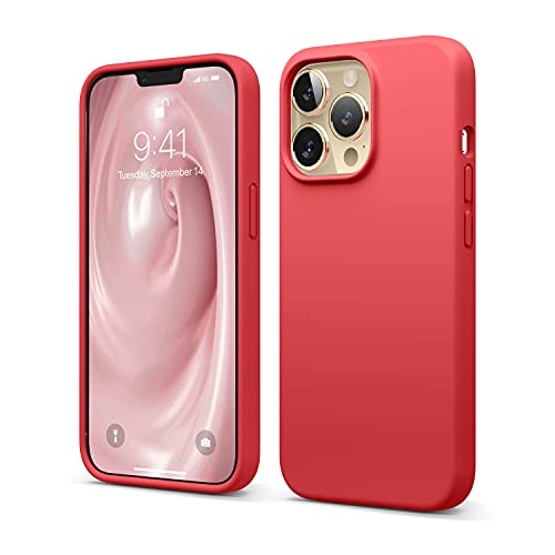 elago Liquid Silicone Case Kompatibel mit iPhone 13 Pro Hülle (6,1"), Hochwertiges Silikon, Rundumschutz Handyhülle : 3-Layer Struktur Schutzhülle, Kratzfestes Weiches Mikrofaserfutter (Rot) von elago
