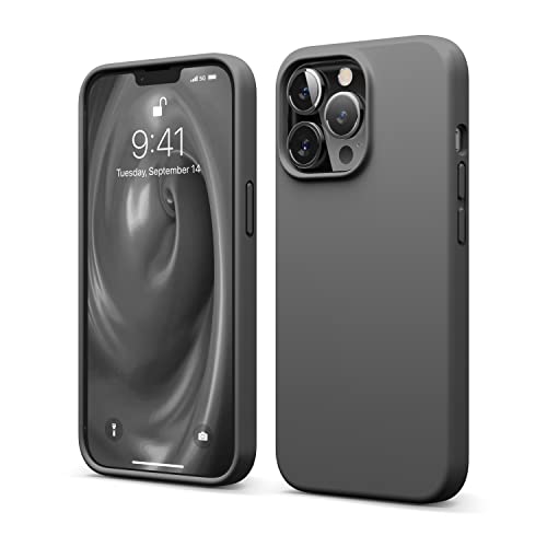 elago Liquid Silicone Case Kompatibel mit iPhone 13 Pro Hülle (6,1"), Hochwertiges Silikon, Rundumschutz Handyhülle : 3-Layer Struktur Schutzhülle, Kratzfestes Weiches Mikrofaserfutter (Dunkelgrau) von elago