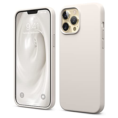 elago Liquid Silicone Case Kompatibel mit iPhone 13 Pro Max Hülle (6,7"), Hochwertiges Silikon, Rundumschutz Handyhülle :3-Layer Struktur Schutzhülle, Kratzfestes Weiches Mikrofaserfutter (Taupe) von elago