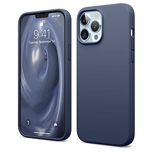 elago Liquid Silicone Case Kompatibel mit iPhone 13 Pro Max Hülle (6,7"), Hochwertiges Silikon, Rundumschutz Handyhülle :3-Layer Struktur Schutzhülle, Kratzfestes Weiches Mikrofaserfutter (Dunkelblau) von elago