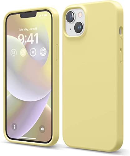 elago Liquid Silicone Case Kompatibel mit iPhone 14 Hülle (6.1"), Hochwertiges Silikon, Ganzkörperschutz - 4 Schichten stoßfeste Handyhülle, kratzfestes weiches Mikrofaserfutter (Gelb) von elago