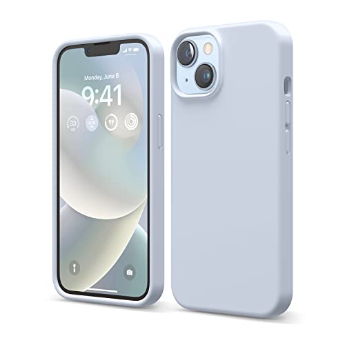 elago Liquid Silicone Case Kompatibel mit iPhone 14 Hülle (6.1"), Hochwertiges Silikon, Ganzkörperschutz - 4 Schichten stoßfeste Handyhülle, kratzfestes weiches Mikrofaserfutter (Hellblau) von elago
