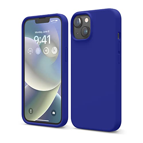 elago Liquid Silicone Case Kompatibel mit iPhone 14 Hülle (6.1"), Hochwertiges Silikon, Ganzkörperschutz - 4 Schichten stoßfeste Handyhülle, kratzfestes weiches Mikrofaserfutter (Kobaltblau) von elago