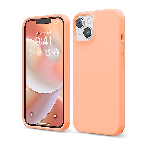 elago Liquid Silicone Case Kompatibel mit iPhone 14 Hülle (6.1"), Hochwertiges Silikon, Ganzkörperschutz - 4 Schichten stoßfeste Handyhülle, kratzfestes weiches Mikrofaserfutter (Koralle) von elago