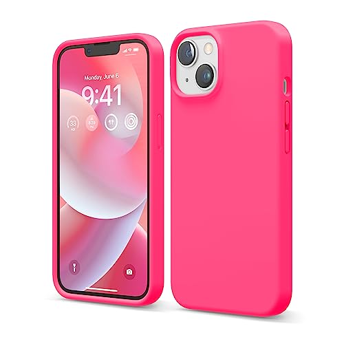 elago Liquid Silicone Case Kompatibel mit iPhone 14 Hülle (6.1"), Hochwertiges Silikon, Ganzkörperschutz - 4 Schichten stoßfeste Handyhülle, kratzfestes weiches Mikrofaserfutter (Leuchtende Rosa) von elago