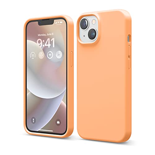 elago Liquid Silicone Case Kompatibel mit iPhone 14 Hülle (6.1"), Hochwertiges Silikon, Ganzkörperschutz - 4 Schichten stoßfeste Handyhülle, kratzfestes weiches Mikrofaserfutter (Orange) von elago