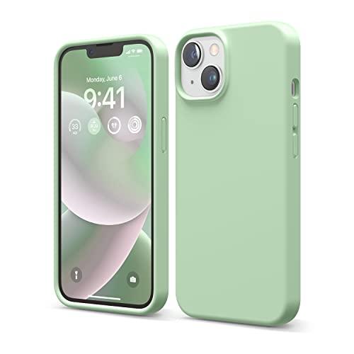 elago Liquid Silicone Case Kompatibel mit iPhone 14 Hülle (6.1"), Hochwertiges Silikon, Ganzkörperschutz - 4 Schichten stoßfeste Handyhülle, kratzfestes weiches Mikrofaserfutter (Pastellgrün) von elago