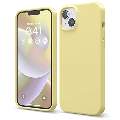 elago Liquid Silicone Case Kompatibel mit iPhone 14 Plus Hülle (6.7"), Hochwertiges Silikon, Ganzkörperschutz - 4 Schichten stoßfeste Handyhülle, kratzfestes weiches Mikrofaserfutter (Gelb) von elago