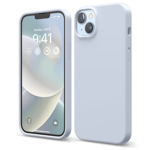 elago Liquid Silicone Case Kompatibel mit iPhone 14 Plus Hülle (6.7"), Hochwertiges Silikon, Ganzkörperschutz - 4 Schichten stoßfeste Handyhülle, kratzfestes weiches Mikrofaserfutter (Hellblau) von elago