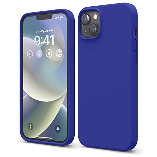 elago Liquid Silicone Case Kompatibel mit iPhone 14 Plus Hülle (6.7"), Hochwertiges Silikon, Ganzkörperschutz - 4 Schichten stoßfeste Handyhülle, kratzfestes weiches Mikrofaserfutter (Kobaltblau) von elago