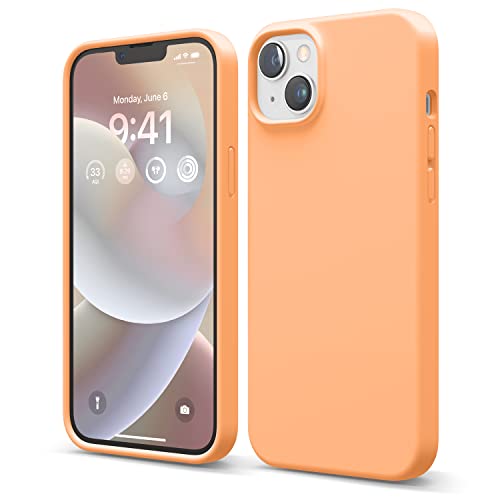 elago Liquid Silicone Case Kompatibel mit iPhone 14 Plus Hülle (6.7"), Hochwertiges Silikon, Ganzkörperschutz - 4 Schichten stoßfeste Handyhülle, kratzfestes weiches Mikrofaserfutter (Orange) von elago