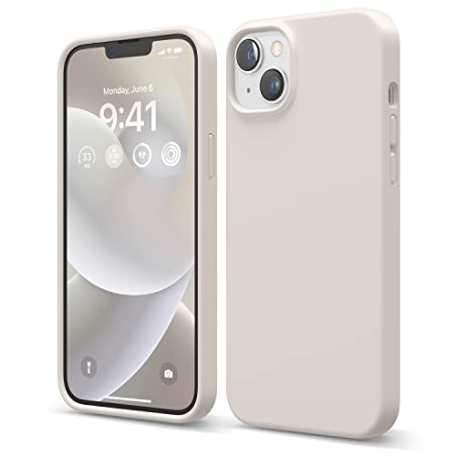 elago Liquid Silicone Case Kompatibel mit iPhone 14 Plus Hülle (6.7"), Hochwertiges Silikon, Ganzkörperschutz - 4 Schichten stoßfeste Handyhülle, kratzfestes weiches Mikrofaserfutter (Taupe) von elago