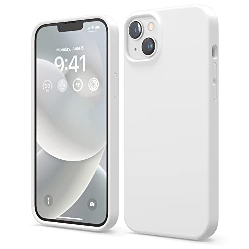 elago Liquid Silicone Case Kompatibel mit iPhone 14 Plus Hülle (6.7"), Hochwertiges Silikon, Ganzkörperschutz - 4 Schichten stoßfeste Handyhülle, kratzfestes weiches Mikrofaserfutter (Weiß) von elago