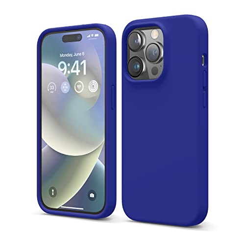elago Liquid Silicone Case Kompatibel mit iPhone 14 Pro Hülle (6.1"), Hochwertiges Silikon, Ganzkörperschutz - 4 Schichten stoßfeste Handyhülle, kratzfestes weiches Mikrofaserfutter (Kobaltblau) von elago