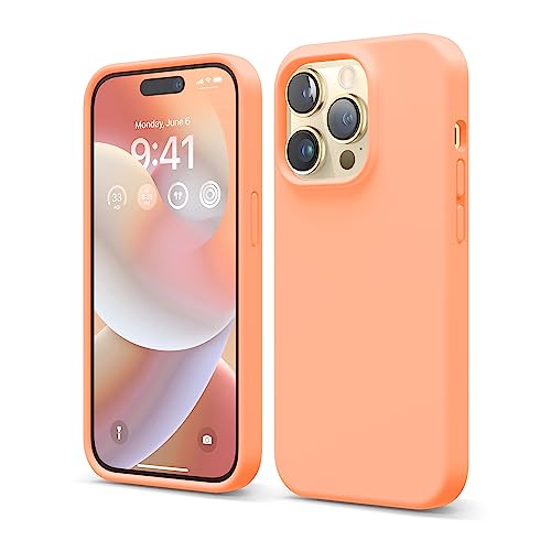 elago Liquid Silicone Case Kompatibel mit iPhone 14 Pro Hülle (6.1"), Hochwertiges Silikon, Ganzkörperschutz - 4 Schichten stoßfeste Handyhülle, kratzfestes weiches Mikrofaserfutter (Koralle) von elago