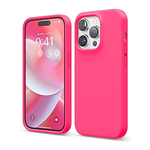 elago Liquid Silicone Case Kompatibel mit iPhone 14 Pro Hülle (6.1"), Hochwertiges Silikon, Ganzkörperschutz -4 Schichten stoßfeste Handyhülle, kratzfestes weiches Mikrofaserfutter (Leuchtende Rosa) von elago