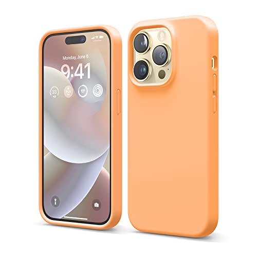 elago Liquid Silicone Case Kompatibel mit iPhone 14 Pro Hülle (6.1"), Hochwertiges Silikon, Ganzkörperschutz - 4 Schichten stoßfeste Handyhülle, kratzfestes weiches Mikrofaserfutter (Orange) von elago