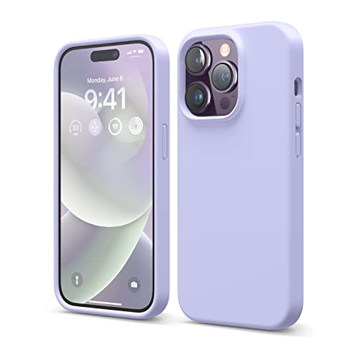 elago Liquid Silicone Case Kompatibel mit iPhone 14 Pro Hülle (6.1"), Hochwertiges Silikon, Ganzkörperschutz - 4 Schichten stoßfeste Handyhülle, kratzfestes weiches Mikrofaserfutter (Violett) von elago