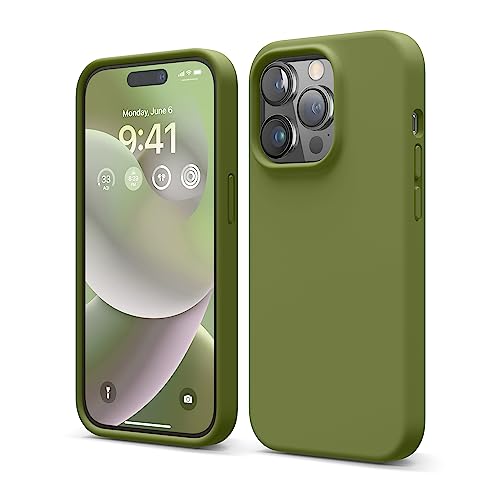 elago Liquid Silicone Case Kompatibel mit iPhone 14 Pro Hülle (6.1"), Hochwertiges Silikon, Ganzkörperschutz - 4 Schichten stoßfeste Handyhülle, kratzfestes weiches Mikrofaserfutter (Zenderngrün) von elago
