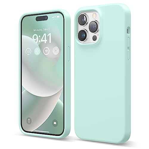 elago Liquid Silicone Case Kompatibel mit iPhone 14 Pro Max Hülle (6.7"), Hochwertiges Silikon, Ganzkörperschutz - 4 Schichten stoßfeste Handyhülle, kratzfestes weiches Mikrofaserfutter (Aqua Blau) von elago