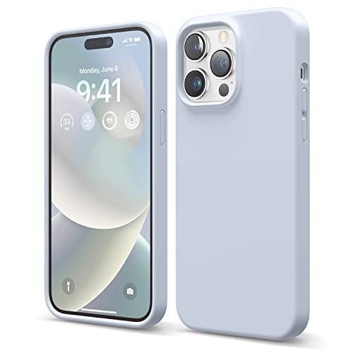 elago Liquid Silicone Case Kompatibel mit iPhone 14 Pro Max Hülle (6.7"), Hochwertiges Silikon, Ganzkörperschutz - 4 Schichten stoßfeste Handyhülle, kratzfestes weiches Mikrofaserfutter (Hellblau) von elago