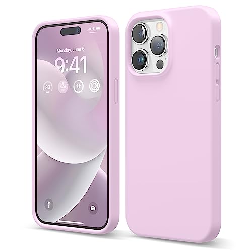 elago Liquid Silicone Case Kompatibel mit iPhone 14 Pro Max Hülle (6.7"), Hochwertiges Silikon, Ganzkörperschutz - 4 Schichten stoßfeste Handyhülle, kratzfestes weiches Mikrofaserfutter (Licht Lila) von elago