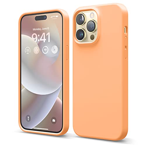 elago Liquid Silicone Case Kompatibel mit iPhone 14 Pro Max Hülle (6.7"), Hochwertiges Silikon, Ganzkörperschutz - 4 Schichten stoßfeste Handyhülle, kratzfestes weiches Mikrofaserfutter (Orange) von elago