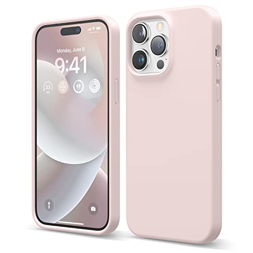 elago Liquid Silicone Case Kompatibel mit iPhone 14 Pro Max Hülle (6.7"), Hochwertiges Silikon, Ganzkörperschutz - 4 Schichten stoßfeste Handyhülle, kratzfestes weiches Mikrofaserfutter (Rosa) von elago