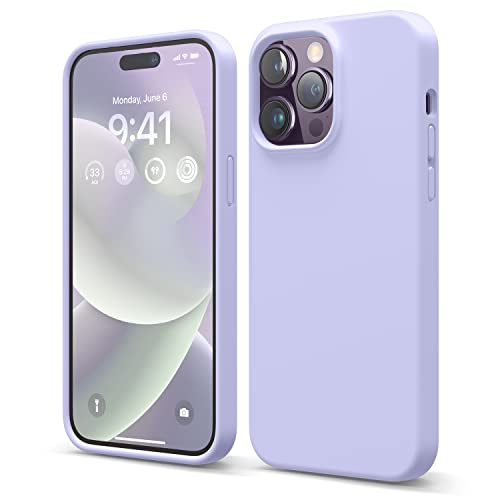 elago Liquid Silicone Case Kompatibel mit iPhone 14 Pro Max Hülle (6.7"), Hochwertiges Silikon, Ganzkörperschutz - 4 Schichten stoßfeste Handyhülle, kratzfestes weiches Mikrofaserfutter (Violett) von elago