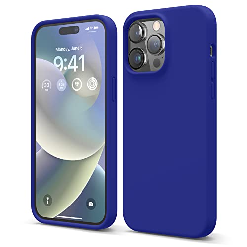 elago Liquid Silicone Case Kompatibel mit iPhone 14 Pro Max Hülle (6.7"), Hochwertiges Silikon, Ganzkörperschutz - 4 Schichten stoßfeste Handyhülle, kratzfestes weiches Mikrofaserfutter (Kobaltblau) von elago