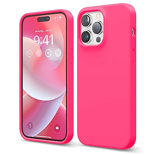 elago Liquid Silicone Case Kompatibel mit iPhone 14 Pro Max Hülle (6.7"), Hochwertiges Silikon,Ganzkörperschutz, 4 Schichten stoßfeste Handyhülle,kratzfestes weiches Mikrofaserfutter (Leuchtende Rosa) von elago