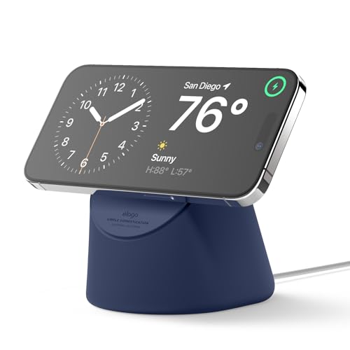 elago MS1 Ladestation Kompatibel mit MagSafe Ladegerät, Premium Ständer Kompatibel mit iPhone 16, 15, 14, 13, 12 Serie, Designed für Standby-Modus (ios 17) [Ladegerät Nicht enthalten] (Blau) von elago
