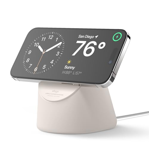 elago MS1 Ladestation Kompatibel mit MagSafe Ladegerät, Premium Ständer Kompatibel mit iPhone 16, 15, 14, 13, 12 Serie, Designed für Standby-Modus (ios 17) [Ladegerät Nicht enthalten] (Taupe) von elago