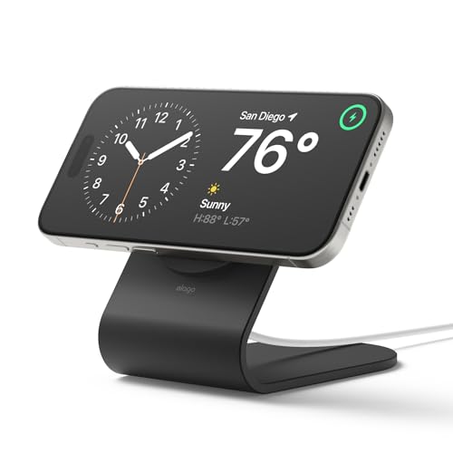 elago MS3 Ladestation Kompatibel mit MagSafe, Aluminium Ständer Kompatibel mit iPhone 16, 15, 14, 13, 12 Serie, Designed für Standby-Modus (ios 17) [Ladegerät Nicht enthalten] (Schwarz) von elago