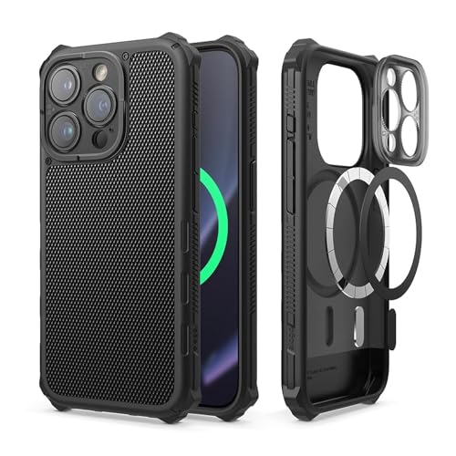 elago Magnetische Armor Hülle Kompatibel mit iPhone 15 Pro Max Hülle, Kompatibel mit MagSafe, Verbesserter Kameraschutz Case, Stoßfestes Kantendesign, Ganzkörper Schutz, Langlebiges TPU+PC (Schwarz) von elago