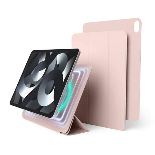 elago Magnetische Folio Hülle für iPad Air 10.9" 5., 4. Gen - Rückwand kann an Metallmaterialien befestigt Werden, Kompatibel mit Apple Pencil und elago's Pencil Case, Schlankes Design (Sandrosa) von elago