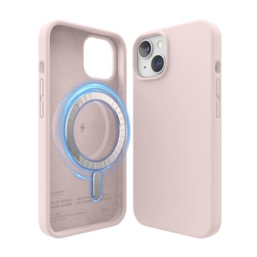 elago Magnetische Silikonhülle Kompatibel mit iPhone 14 Hülle (6.1"), Kompatibel mit MagSafe Alles Zubehör, Eingebaute Magnete, Premium Flüssigsilikon, Schutzhülle (Rosa) von elago