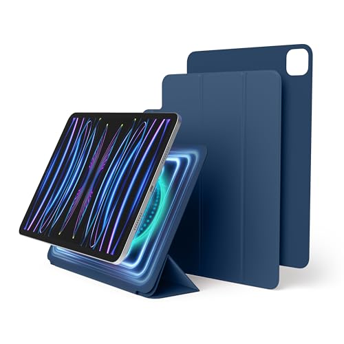elago Magnetisches Folio Hülle Kompatibel mit iPad Pro 11" 6., 5., 4. Generation - Rückwand kann an Metallmaterialien befestigt Werden, Kompatibel mit Apple Pencil und elago's Pencil Case (Blau) von elago