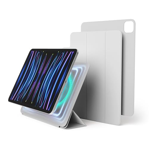 elago Magnetisches Folio Hülle Kompatibel mit iPad Pro 11" 6., 5., 4. Generation - Rückwand kann an Metallmaterialien befestigt Werden, Kompatibel mit Apple Pencil und elago's Pencil Case (Hellgrau) von elago