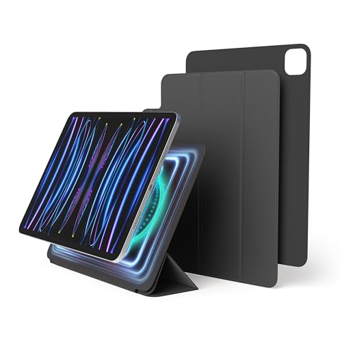 elago Magnetisches Folio Hülle Kompatibel mit iPad Pro 11" 6., 5., 4. Generation - Rückwand kann an Metallmaterialien befestigt werden, Kompatibel mit Apple Pencil und elago's Pencil Case (Dunkelgrau) von elago