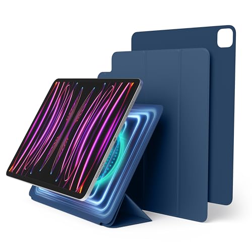 elago Magnetisches Folio Hülle Kompatibel mit iPad Pro 12.9" 6., 5., 4. Gen - Rückwand kann an Metallmaterialien befestigt Werden, Kompatibel mit Apple Pencil und elago's Pencil Case (Blau) von elago