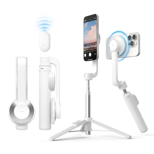 elago Magnetisches Selfie-Stick-Stativ Kompatibel mit MagSafe für iPhone und Galaxy, Starke Magnetkraft, Tragbar, Leicht, Ausziehbar [Beutel, Bluetooth-Fernbedienung, Anleitung Aufkleber Enthalten] von elago