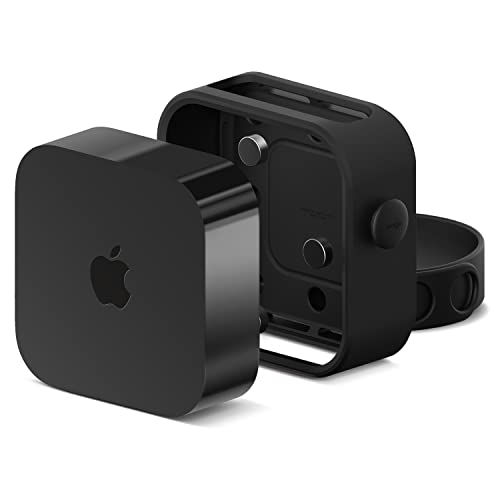 elago Multi Halterung Kompatibel mit Apple TV 4K 3rd Generation (2022) 3 Montageoptionen:Magnet,Schraube,Gurt,Einfache Installation,Verhindert Überhitzung (Schwarz) von elago