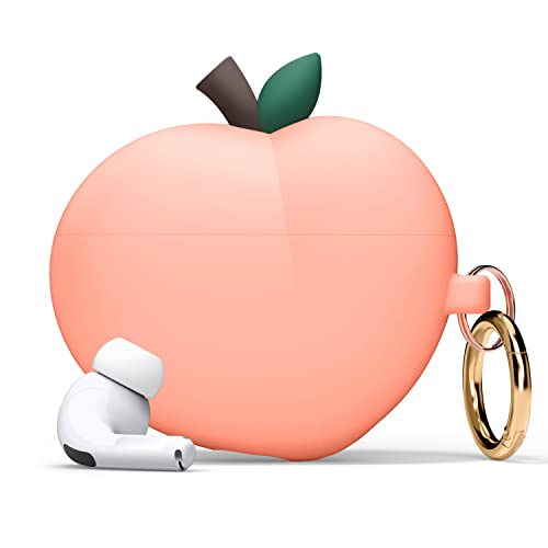 elago Peach Hülle Kompatibel mit Apple AirPods Pro 2 Case, Pfirsich 3D Design Case Kompatibel mit AirPods Pro 2. Generation, Schlüsselanhänger Enthalten (Pfirsich) von elago